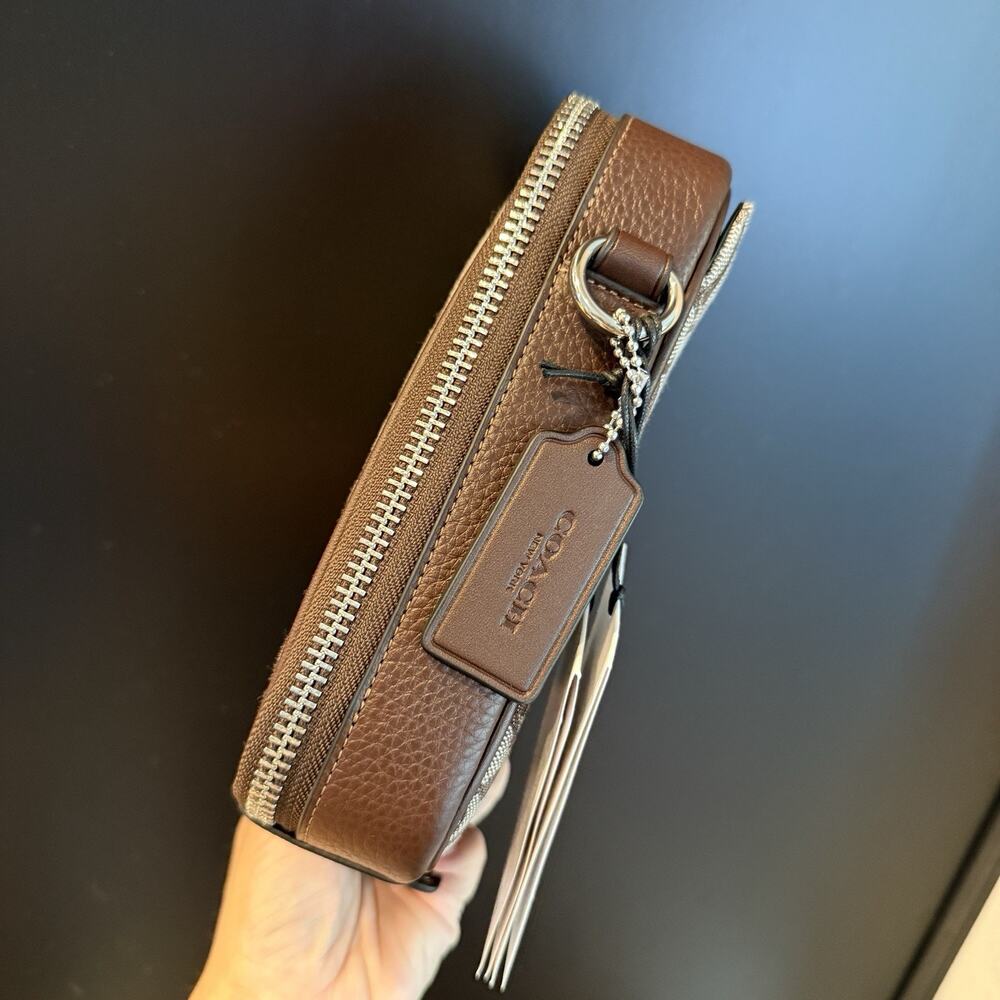 NWT Coach Men's Stanton Crossbody In Signature Jacquard Silver/Oak/Maple CH097 - Picture 6 of 13